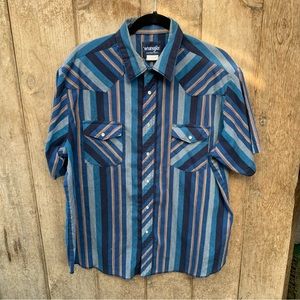 Vintage Wrangler pearl snap Aztec colors striped shirt mens XL